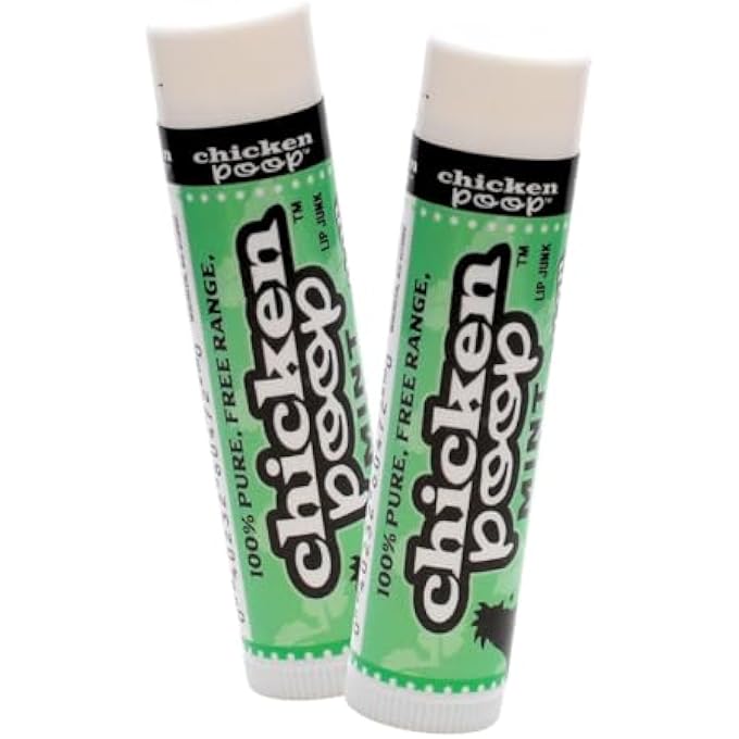 simone chickenbone CHICKEN POOP LIP BALM MINT DUO MOISTURIZER FOR DRY CHAPPED LIPS, 0.15 OZ, PACK OF 2 - Image 1